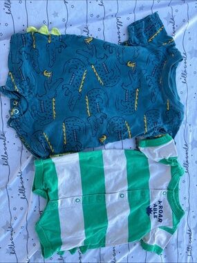 Carter's Teal Dinosaur Print Baby Onesie